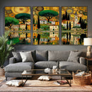 Gustav Klimt Golden Cityscape Wall Art Canvas Print,