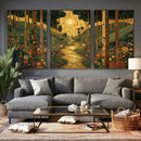 Gustav Klimt Style Forest Canvas Wall Art, Golden Forest Path Floral Art Nouveau Print, Enchanted Woodland Decor by MyGreatCanvas | Canvas Wall Art Prints | Photo Prints & Wall Decor