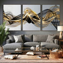 Black and Gold Abstract Wall Art, Modern Wave Canvas Print, Elegant Flowing Smoke Art, Luxury Living Room Decor by MyGreatCanvas | Canvas Wall Art Prints | Photo Prints & Wall Decor