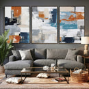Blue Teal Abstract Canvas Wall Art, Modern Textured Painting Print, Navy Orange White Contemporary Art, Neutral Living Room Decor, Office Art by MyGreatCanvas | Canvas Wall Art Prints | Photo Prints & Wall Decor