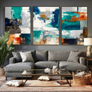 Blue Teal Abstract Canvas Wall Art, Modern Textured Painting Print, Navy Orange White Contemporary Art, Neutral Living Room Decor, Office Art by MyGreatCanvas | Canvas Wall Art Prints | Photo Prints & Wall Decor