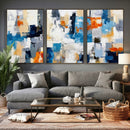 Blue Teal Abstract Canvas Wall Art, Modern Textured Painting Print, Navy Orange White Contemporary Art, Neutral Living Room Decor, Office Art by MyGreatCanvas | Canvas Wall Art Prints | Photo Prints & Wall Decor