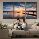 Wooden Pier on Seascape and Sunset Wall Art Canvas Print by MyGreatCanvas | Canvas Wall Art Prints | Photo Prints & Wall Decor