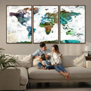 Modern Watercolor World Map Canvas Wall Art – Framed by MyGreatCanvas | Canvas Wall Art Prints | Photo Prints & Wall Decor