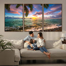 Framed Tropical Sunset Art Canvas Print