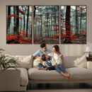 Autumn Forest Wall Art – Enchanting Red Leaves Canvas Print,