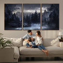 Night Landscape and Trees Wall Art Canvas Print