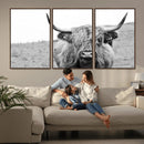 Newfoundland Cow Art Wall Art, Black White Cow Art Wall Art