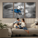 Blue Butterfly Black and White Canvas Wall Art by MyGreatCanvas | Canvas Wall Art Prints | Photo Prints & Wall Decor