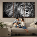 Black and White Lion Canvas Wall Art Print – Wildlife by MyGreatCanvas | Canvas Wall Art Prints | Photo Prints & Wall Decor