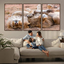 Lion Pair Wall Art Canvas Print – Framed Wildlife Scene with