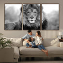 Black and White Lion Canvas Wall Art – Animal Print Artwork