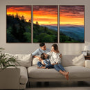 Forest Landscape Wall Art Sunset Canvas, Forest Sunset