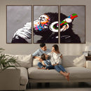 Dj Monkey Listening to Music Wall Art Print | Banksy Monkey by MyGreatCanvas | Canvas Wall Art Prints | Photo Prints & Wall Decor