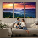 Sunset over Mountain Canvas Print, Forest Canvas Wall Art –