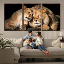 Lion and Lioness Wall Art Canvas Print – Framed African