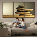 Fluvial Zen Stones Canvas Wall Art Print