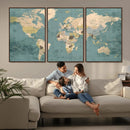 Classic World Map Canvas Print – Framed Vintage Map Wall