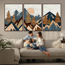 Abstract Wood Panel Effect Mountain Range Top Wall Art