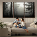 Misty Forest Wall Art Premium Canvas Print a Foggy and
