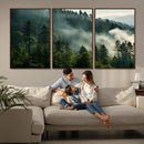 Misty Forest Wall Art Premium Canvas Print a Foggy and