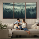 Misty Forest Wall Art Premium Canvas Print a Foggy and
