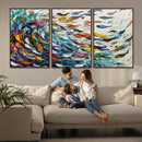 Modern Abstract Fish Shoal Wall Art Canvas Print, Colorful by MyGreatCanvas | Canvas Wall Art Prints | Photo Prints & Wall Decor