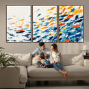 Abstract Fish Shoal Wall Art Canvas Print, Colorful Fish