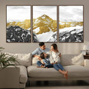 Gold Abstract Mountains Wall Art Print on Canvas, Nature