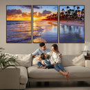 Serene Beach Sunset Wall Art Canvas- Coastal Seascape Print