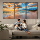 Serene Beach Sunset Wall Art | Coastal Ocean Canvas Print |