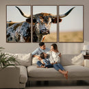 Texas Bull Longhorn Wall Art Canvas Print for Farm House
