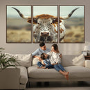 Texas Cow Longhorn Wall Art Canvas Print for Farm House Wall by MyGreatCanvas | Canvas Wall Art Prints | Photo Prints & Wall Decor