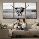 Texas Cow Longhorn Wall Art Canvas Print for Farm House Wall