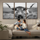 Texas Cow Longhorn Wall Art Canvas Print for Farm House Wall