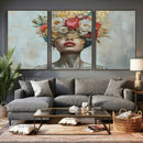 Golden Petal Wall Art Canvas Print - Silhouette Woman Wall