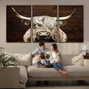Highland Cow Wall Art Canvas Print, Rustic Farmhouse Decor,