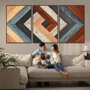 Geometric Wood Art Wall Decor Canvas Print, Rustic Wooden