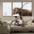 Rustic Bull Wall Art Canvas Print – Modern Longhorn