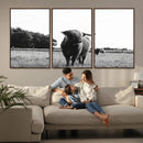 Black and White Highland Cow Wall Art Canvas Print | Rustic