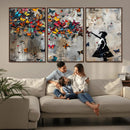 Banksy Wall Art - Banksy Girl and Butterfly Explosion Wall by MyGreatCanvas | Canvas Wall Art Prints | Photo Prints & Wall Decor