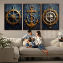 Boat Anchor Compass With Rope Wall Art Canvas Print | Beach by MyGreatCanvas | Canvas Wall Art Prints | Photo Prints & Wall Decor