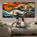 Abstract Wave Wall Art | Ready to Hang Framed Canvas Print |