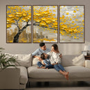 Yellow Blossom Tree Canvas Wall Art - Floral Abstract Modern
