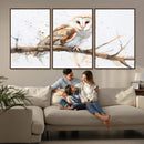 Barn Owl Wall Art on Branch | Stunning Canvas Print for