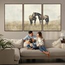 Chines Style Grunge Horses Wall Art Canvas Print