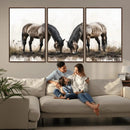 Chines Ink Style Horses Wall Art Canvas Print
