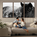 Black Horse in Snow Canvas Print | Winter Horse Wall Art |