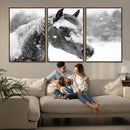 Black Horse Winter Wall Art | Ready to Hang and Framed |