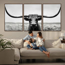 Longhorn Bull Canvas Print | Rustic Farmhouse Wall Art | by MyGreatCanvas | Canvas Wall Art Prints | Photo Prints & Wall Decor